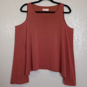 Hollister Size M Orange Cutout Shoulder Shirt